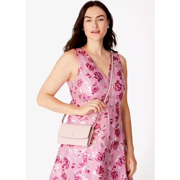 New Kate Spade Dana Small Flap Crossbody Saffiano Rose Smoke - Picture 3 of 5